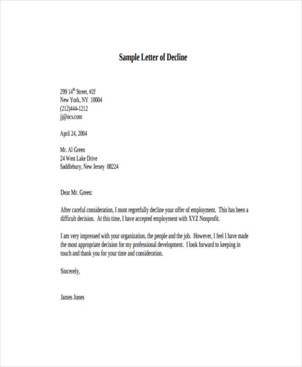 8 Employment Offer Letter Templates Free Samples Examples Format