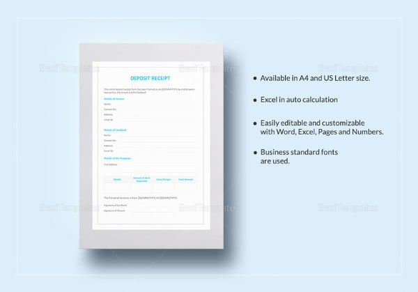 deposit receipt template in ipages