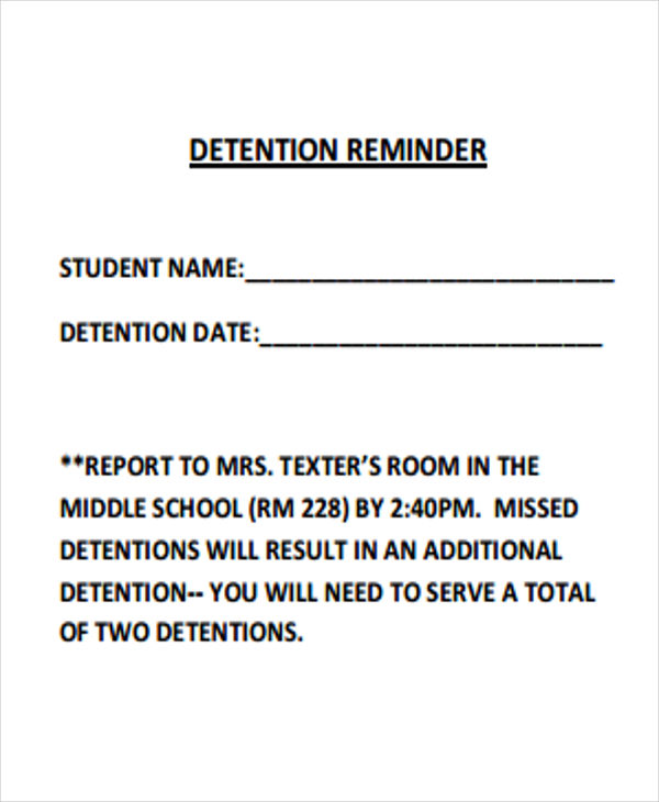 Detention Slip Form