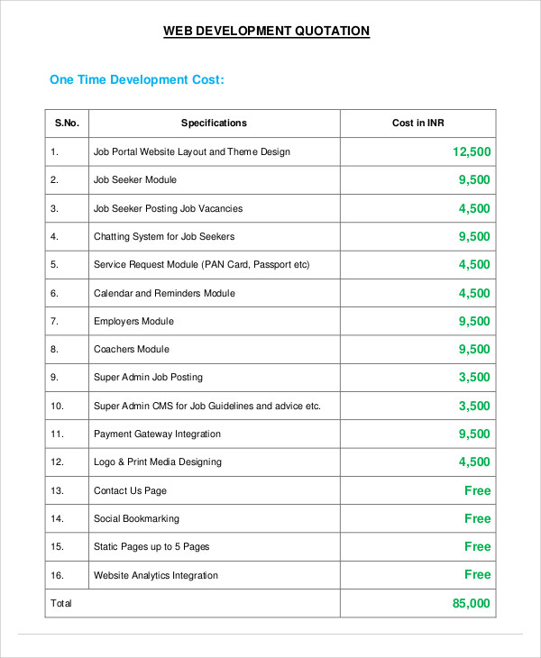 16+ Website Quotation Templates - PDF, Word, Google docs, Apple pages