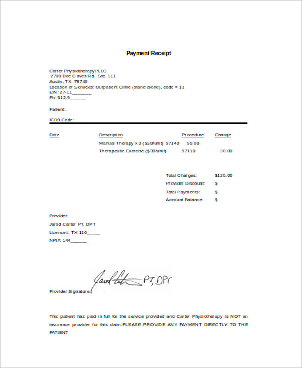 8 Doctor Receipt Templates Free Sample Example Format Download
