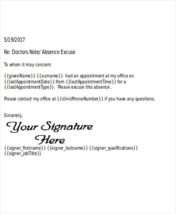 doctors excuse note