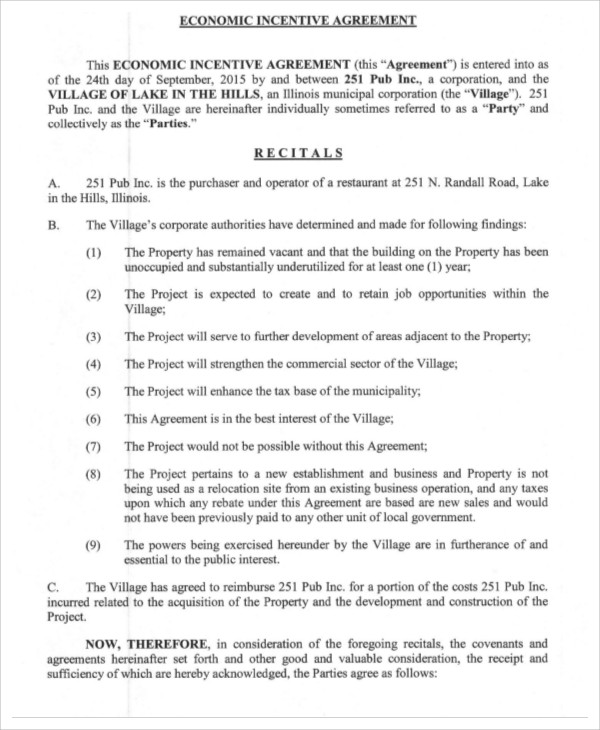 9+ Incentive Agreement Templates Free Sample, Example Format Download