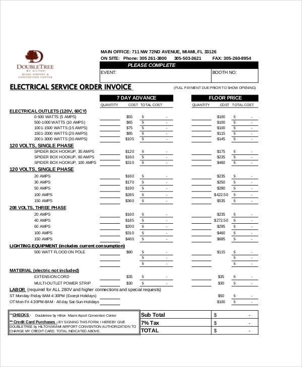 5 electrical invoice templates free sample example