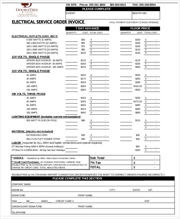 electrical invoice template 6 free word pdf format