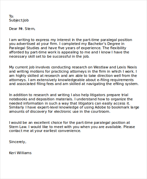 email cover letter