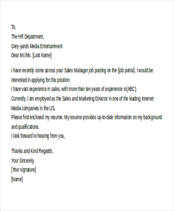 11+ Email Cover Letter Templates - Sample, Example | Free ...