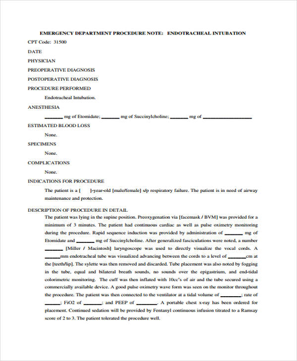 Procedure Note Templates 6+ Free Word, PDF Format Download