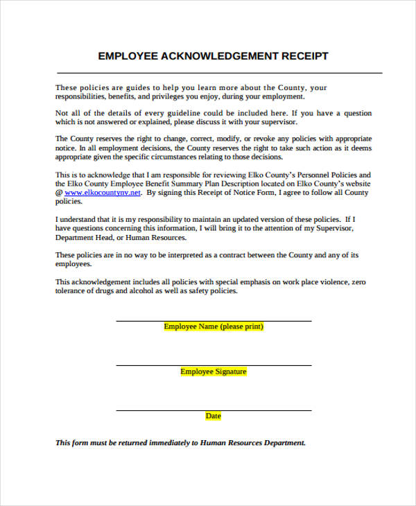 Acknowledgement Receipt Template 14 Free Word PDF Format Download