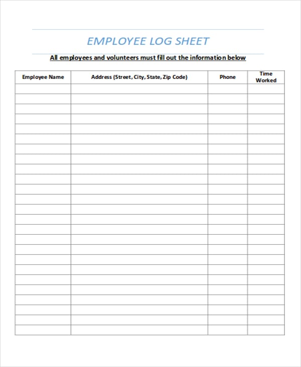 employee log sheet