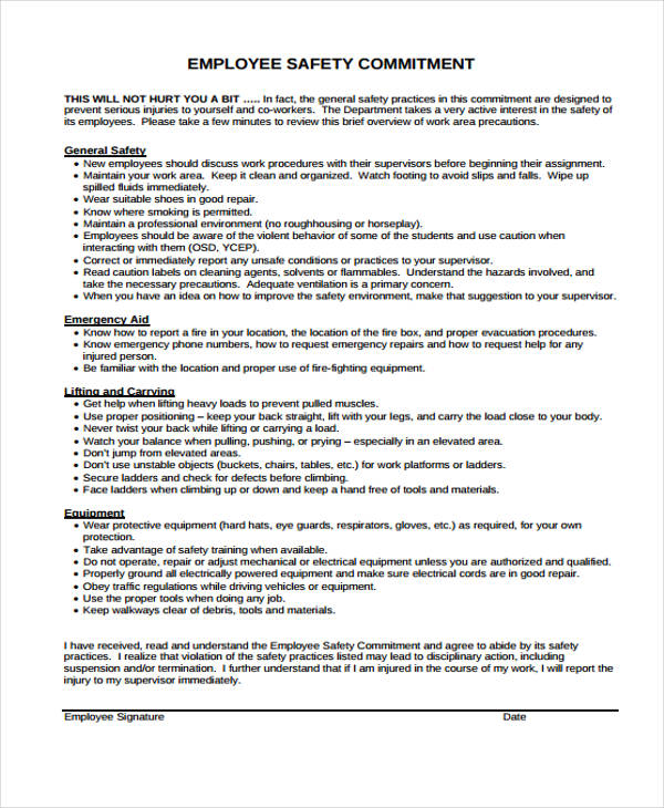 Safety Contract Templates 9 Free Word PDF Format Download