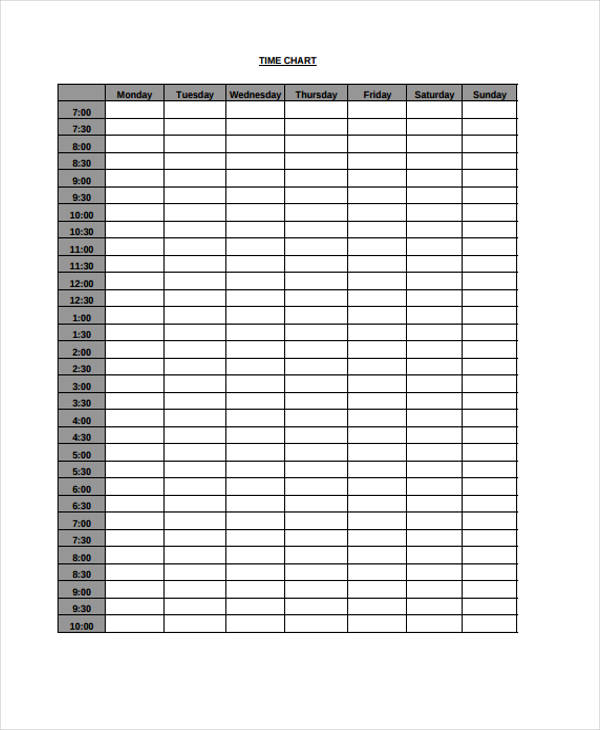 Time Chart Templates 8 Free Word PDF Format Download