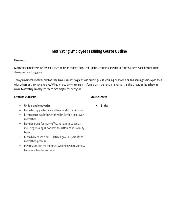 10+ Training Outline Templates PDF, Word, Apple Pages