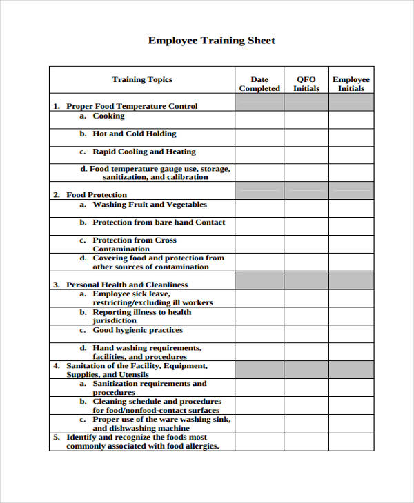 12+ Training Sheet Templates Free Sample, Example Format Downlaod