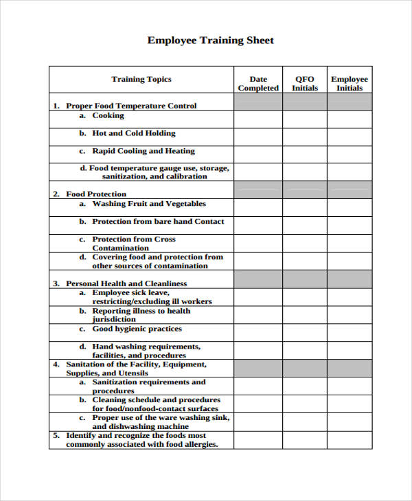 Staff Training Matrix FREE 8 Training Log Templates In PDF MS Word 