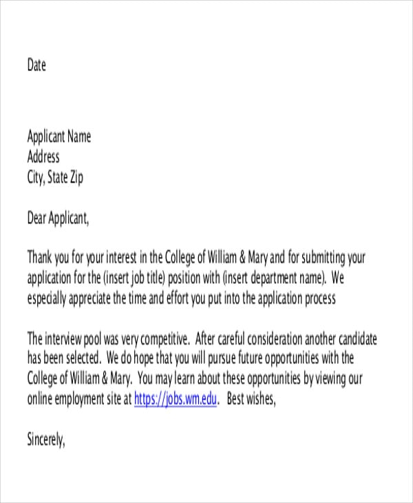employment thank you letter