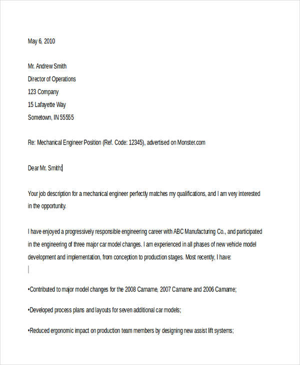 engineer cover letter