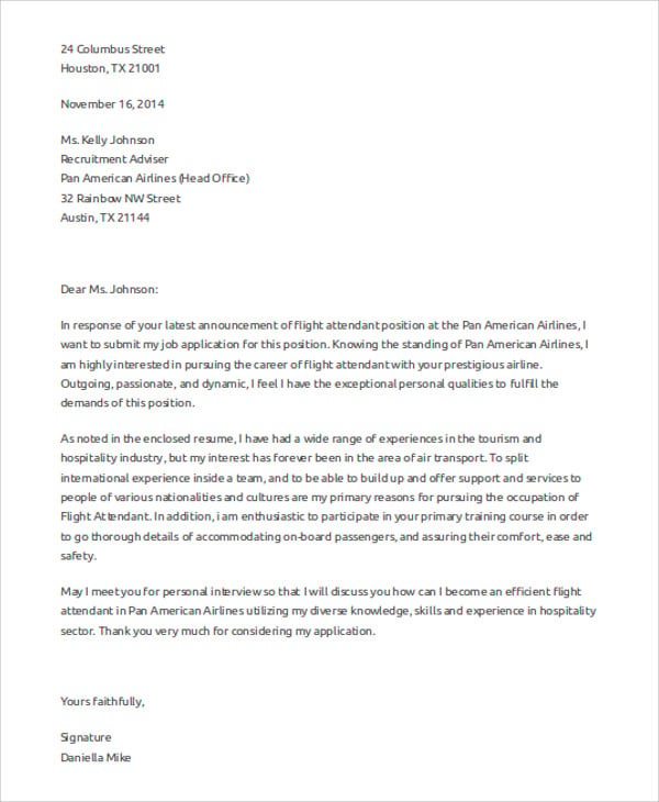 Flight Attendant Cover Letter Entry Level from images.template.net