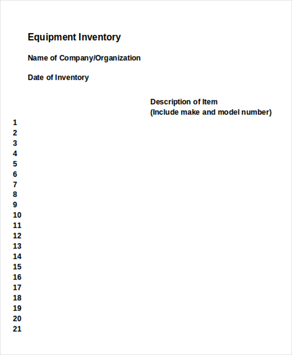 equipment inventory