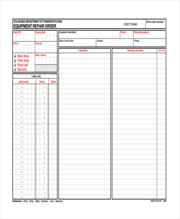 29 Blank Order Templates