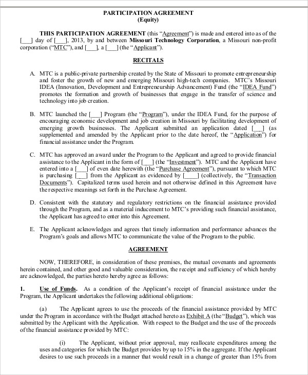 Master Risk Participation Agreement Template