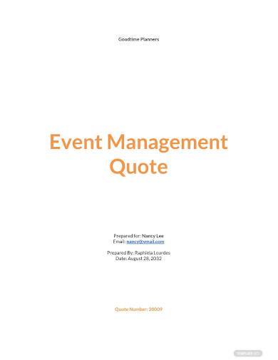 event management quotation template