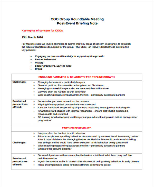9 Briefing Note Templates Free Sample, Example Format Download Free