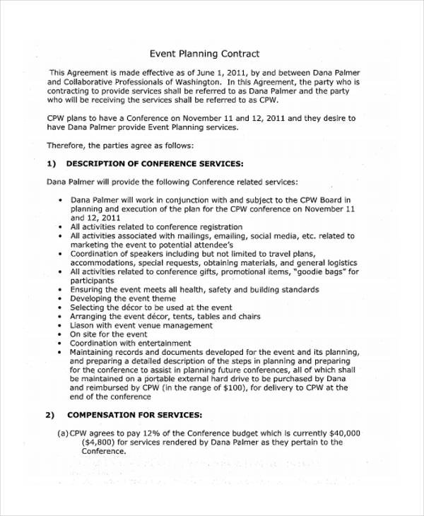 18 Event Contract Templates In MS Word Pages Google Docs PDF