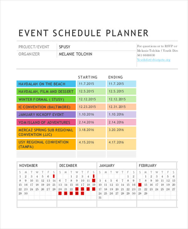 event schedule planner