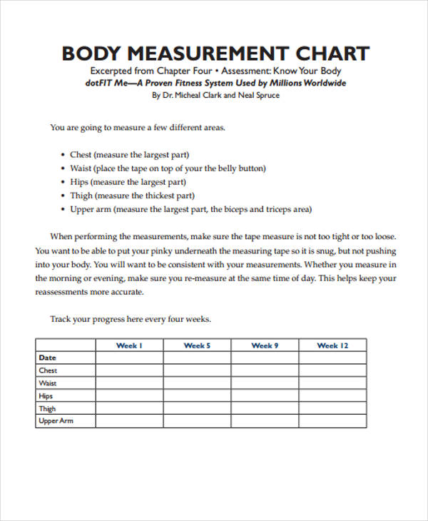 Printable Body Measurement Chart Pdf