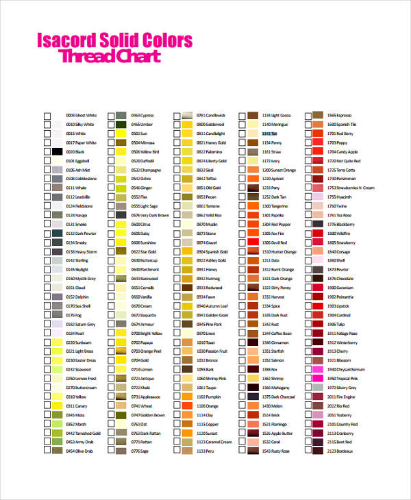 example of color chart