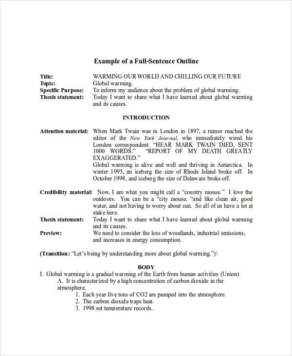 10 Formal Outline Templates - Free Sample, Example, Format Download