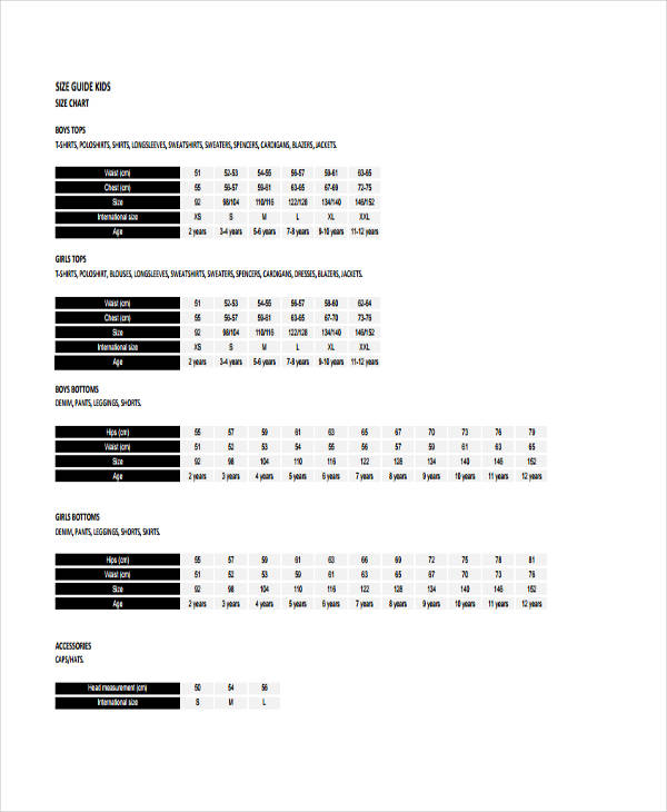 example of kids chart template