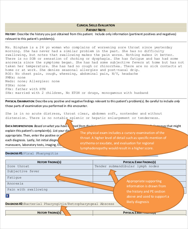 example of patient note