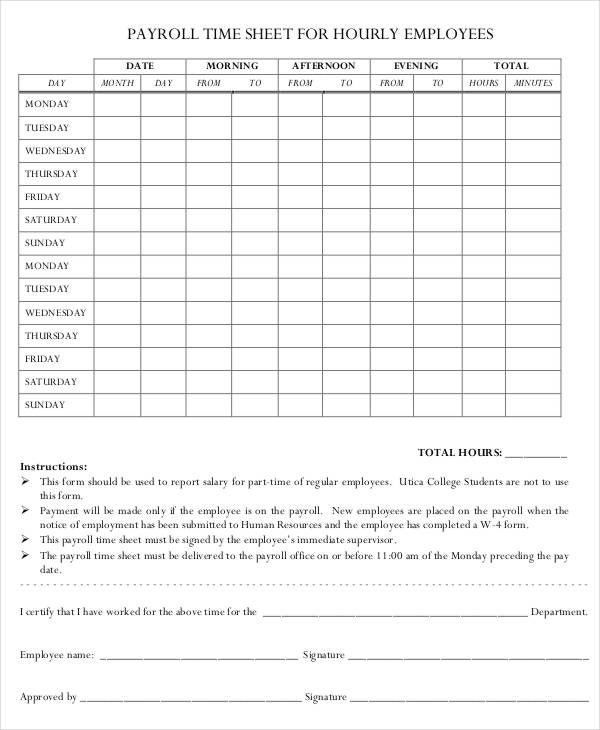 11 Payroll Sheet Templates Free Sample Example Format Download 9181