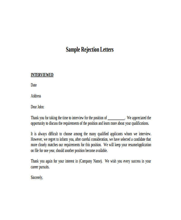 14+ Polite Rejection Letter - Free Sample, Example format Download