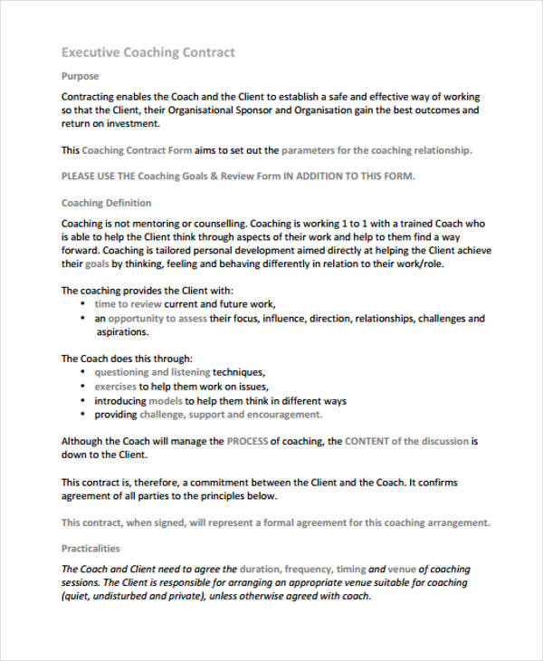 Life Coaching Agreement Template from images.template.net