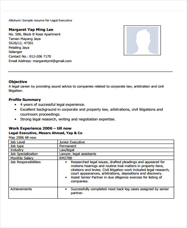 9+ Legal Curriculum Vitae Templates - Word, PDF