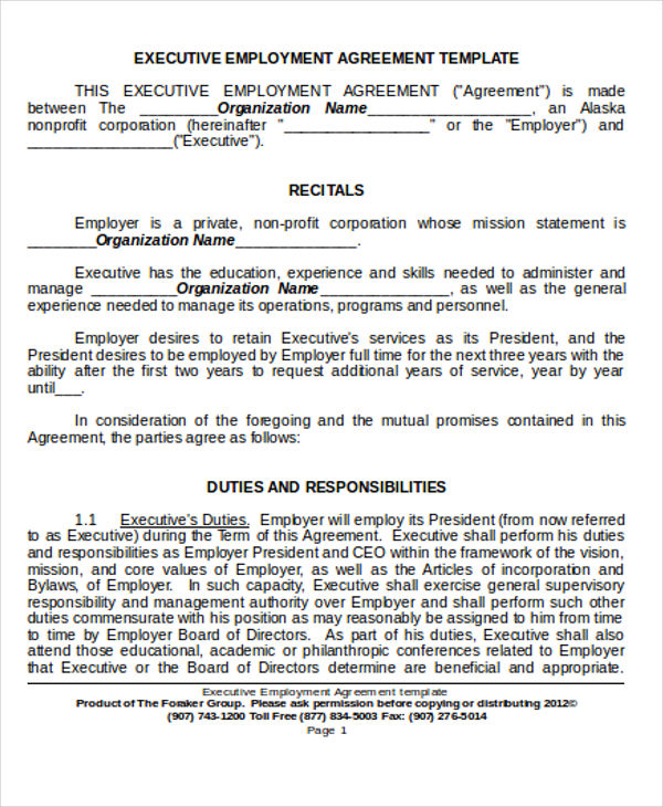 Image 3 for Executive Employment Agreement Template