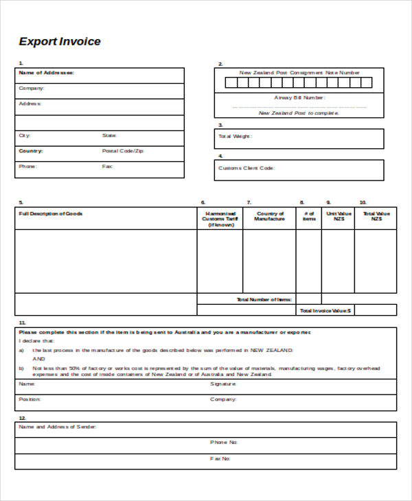 export invoice