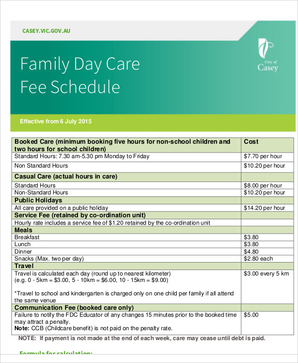 10+ Daycare Schedule Templates Sample, Examples