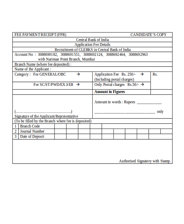 fee payment receipt