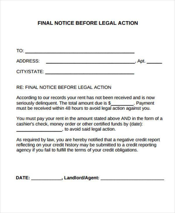 10 Legal Notice Templates Free Sample, Example Format Download Free