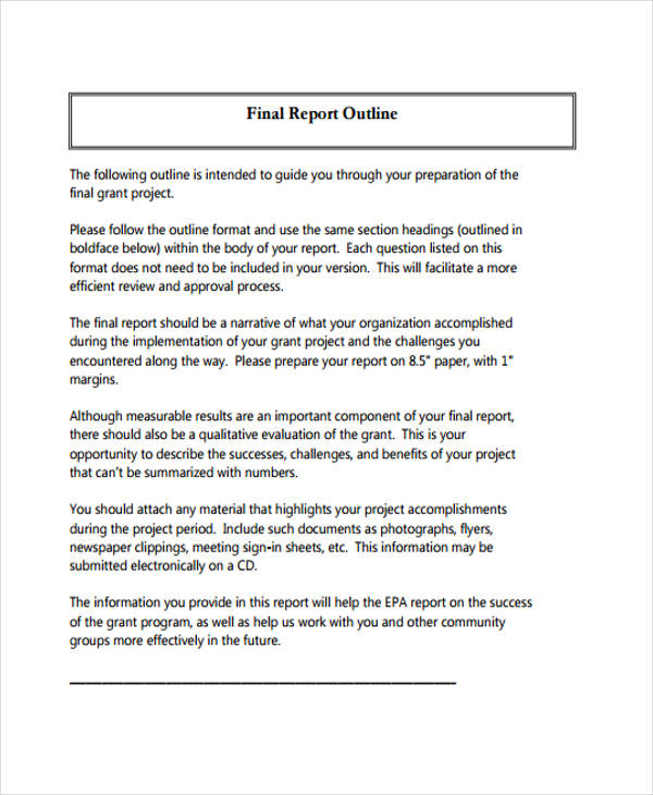 final report outline sample