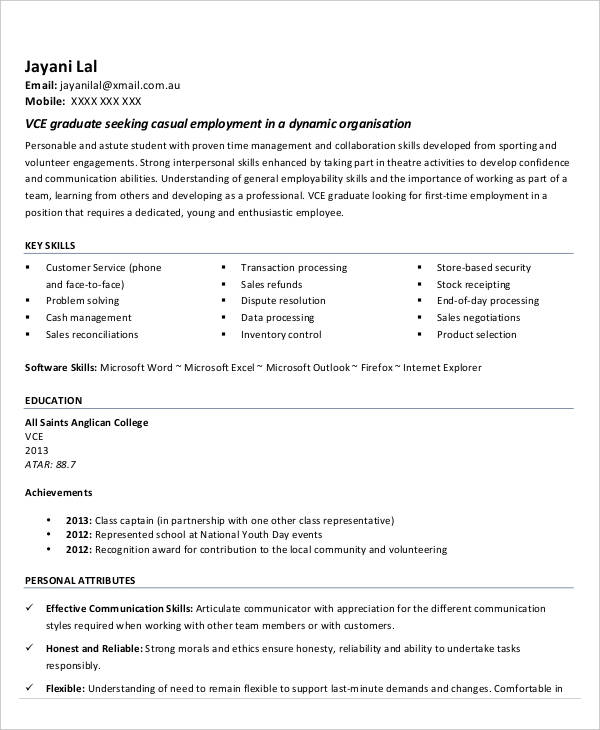 resume example first job