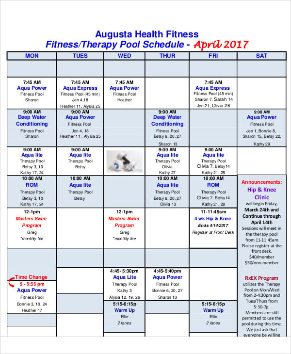 9+ Therapy Schedule Templates Sample, Example