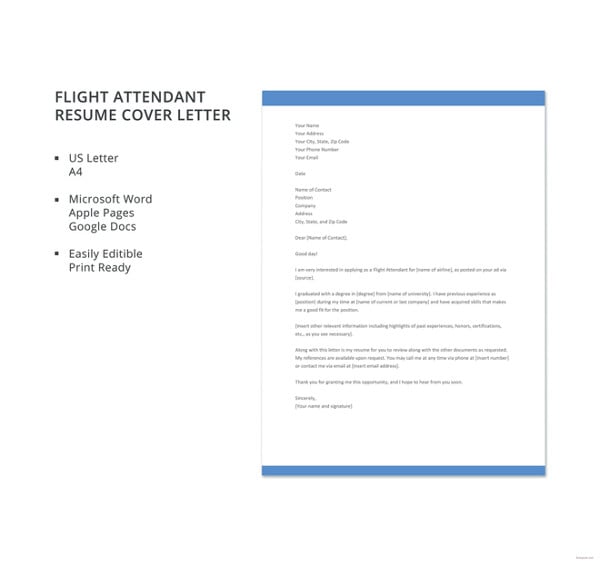 flight attendant resume cover letter template1