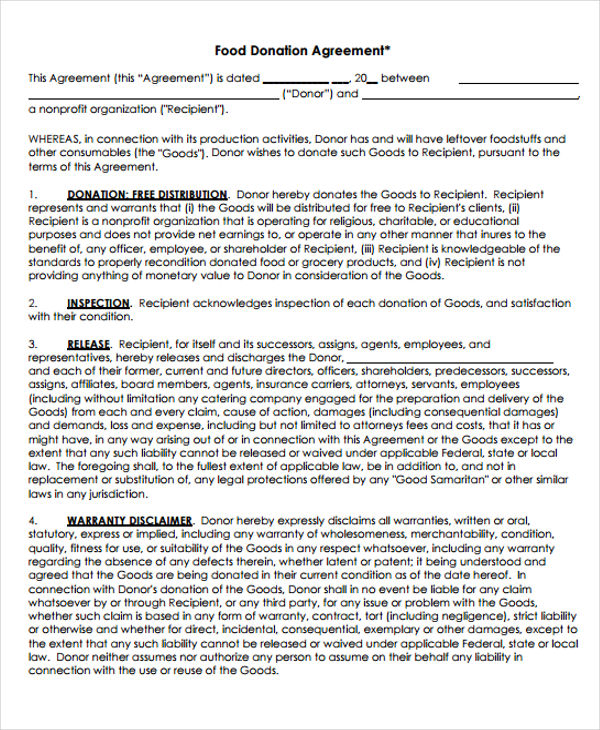 Donation Agreement Template 12+ Free Word, PDF Format Download