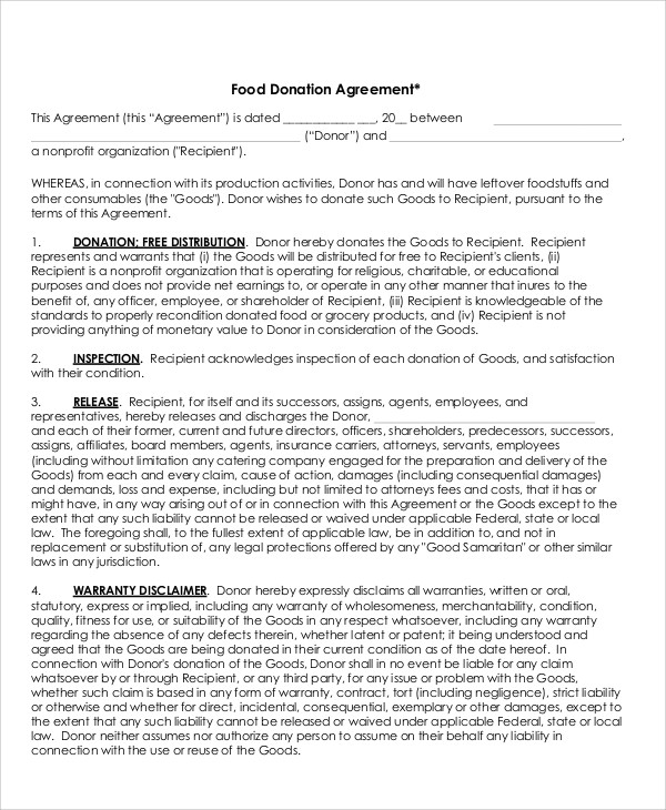 food agreement