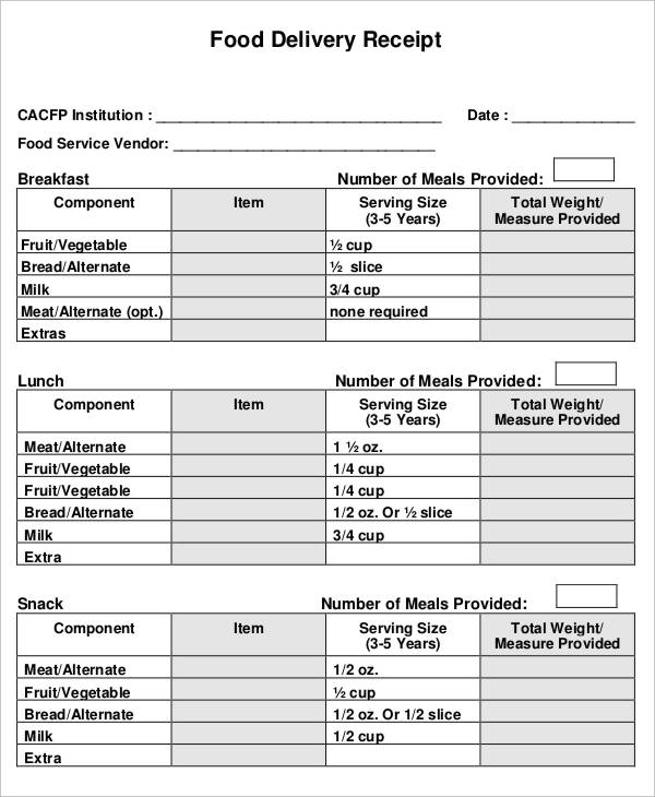 Exclusive Food Receipt Templat Latest : Receipt Templates